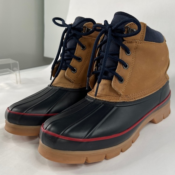 Land’s End Leather Duck Boots Thinsulate Women's Size 9 Blue Tan NICE! (READ**) - Picture 2 of 16